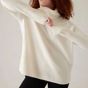 Athleta Soft Cream Cowl Neck Sweater XS